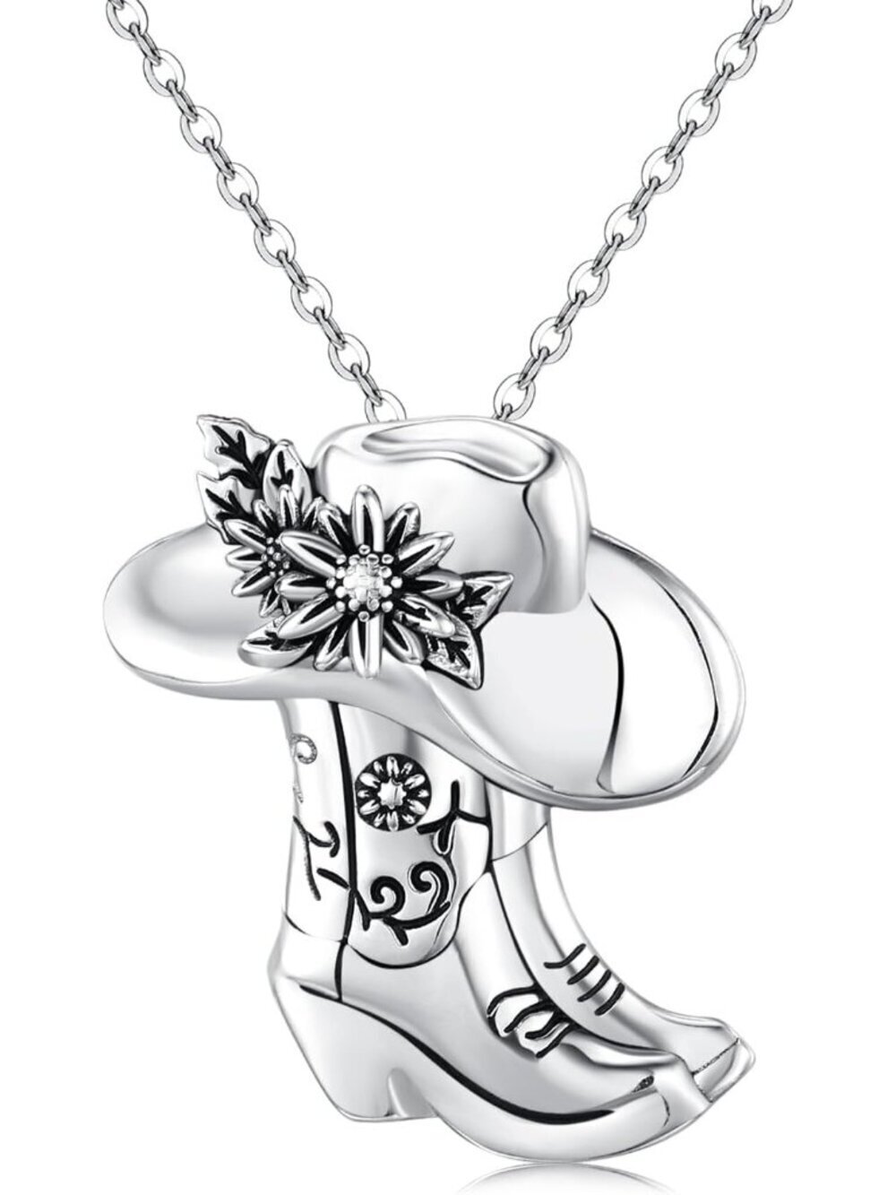 Women's Boot A Sterling Turquoise Pendant Highland Cow Skull Western Necklace